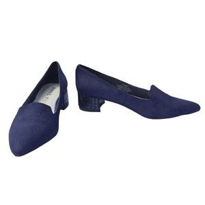 Anne Klein Iflex Akkimbra Women’s Blue Suede Block Chunky Heels